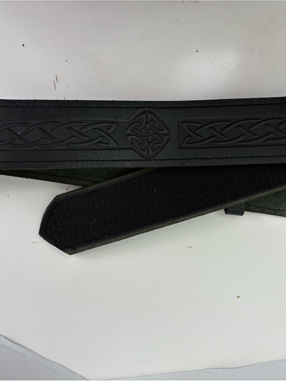 Black Embossed Celtic Leather Men’s Belt